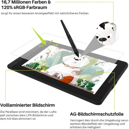 HUION Kamvas 12 11.6 Inches Drawing Monitor Digital Graphics Tablet With ±60 Tilt 120% SRGB Support Android Phone