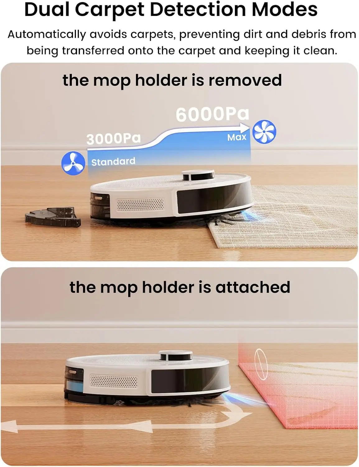 Lefant   M2L Plus Robot Vacuum and Mop, 40-Day Self-Emptying, 6000Pa Strong Suction, Customized Cleaning, Multi-Floor Mapping, 130 Min Runtime, 2.4G/5G WiFi/Alexa/APP/iWatch