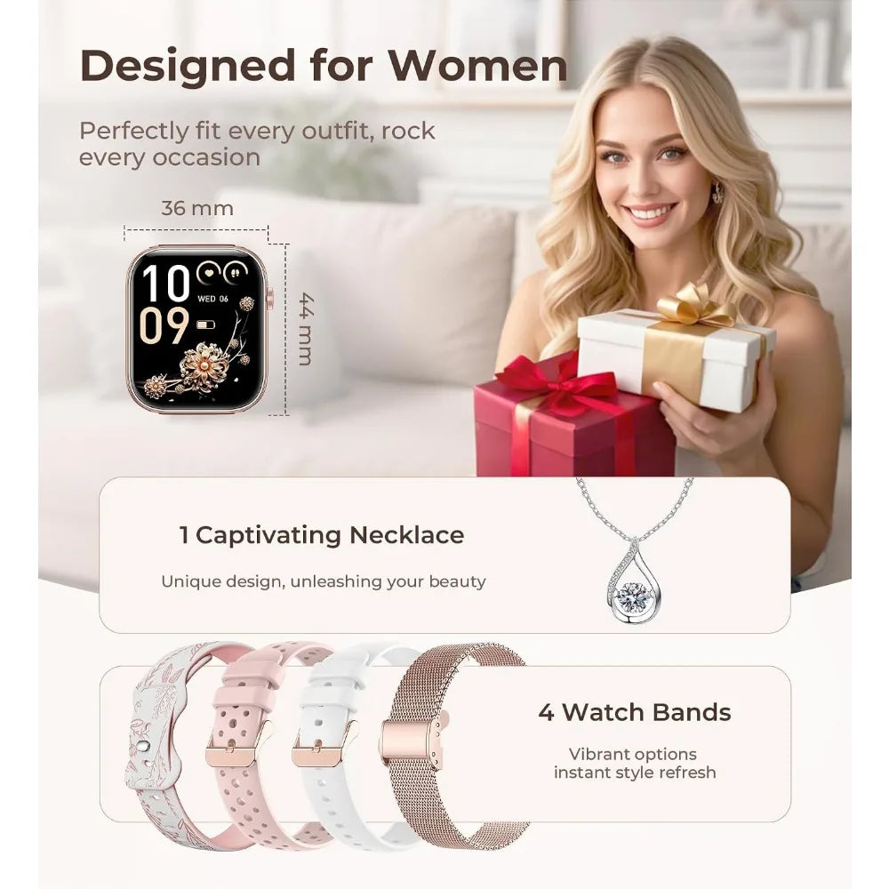 HD Fitness Tracker 1.83" with 4 Bands, Call & Health Monitoring, 100+ Sport Modes, Android/iPhone-Compatible