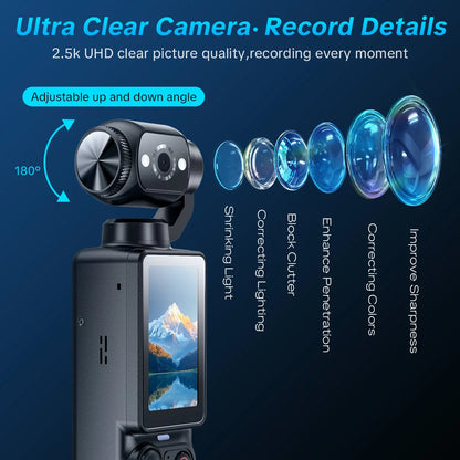 Portable Handheld Digital Camera, 1 Megapixel Resolution, 16x Digital Zoom, 2.5K Video Recording, 180° Rotating Lens, With Flash, Supports Night Shooting, Autofocus, Landscape/Portrait Modes, Supports 32GB Memory Cards, 2000