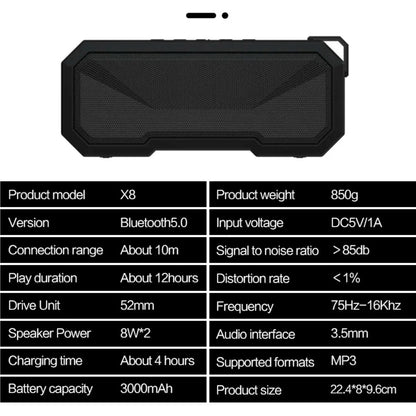 Portable Bluetooth Speaker Wireless LED Flash Light TWS Bass Stereo IPX7 Waterproof Loudspeaker FM Radio 12 Hours Playtime Subwoofer Outdoor Boombox for Pool Beach Party Camping Travel Smartphone Compatible
