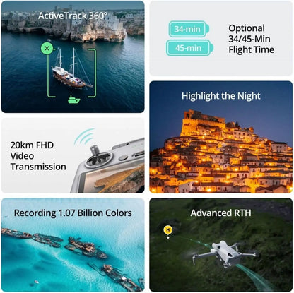 Used DJI Mini 4 Pro Drone for Adults with 4K Camera 34 Min Flight Time 20km Video Transmission Omnidirectional Vision Sensing Mini Drone for Beginners