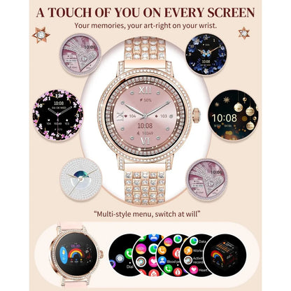 Women's Diamond-Accented Smartwatches: 1.27" TFT Display, Bluetooth Calling, Health Tracking, and 100+ Activity Modes
