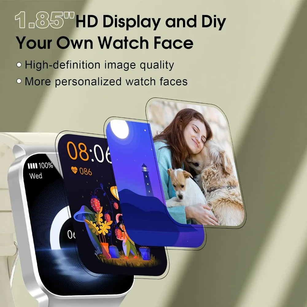 HD Screen, Bluetooth Smartwatch: HR Monitor, Sleep Tracker, 110+ Sport Modes, Water-Resistant Fit Watch for Android/iOS