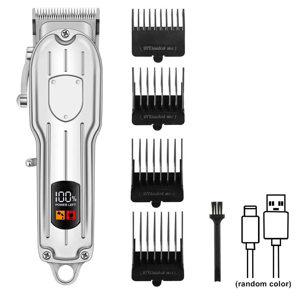 Professional Hair Clippers for Men Professional - Cordless Barber Clippers for Hair Cutting & Grooming Rechargeable Beard Trimmer USB Rechargeable Grooming Kit with 4 Guide Combs & Cleaning Brush