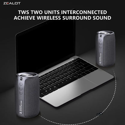 Zealot-S32 Wireless Speaker Outdoor Portable Subwoofer Speaker, Waterproof IPX 6, Dual Pairing,1500mAh Battery.