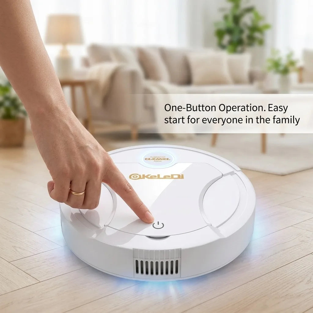 Robot Vacuum Cleaner, 3-in-1 Smart Automatic Sweeping Mopping and Suction Vacuum with Humidifier & LED Atmosphere Light, USB Rechargeable Wireless Floor Cleaner for Pet Hair, Hardwood Floors
