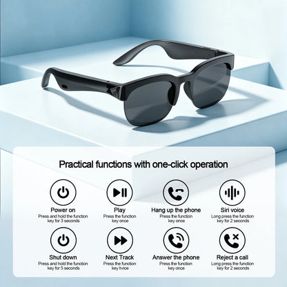 Bluetooth Smart Audio Glasses, Wireless Open-Ear Sunglasses with Built-In Speakers and Microphone, Hands-Free Music & Phone Calls, Portable Sports Eyewear for Running, Cycling, Gym, Cooking, Driving, Travel, Work, iPhone Andr