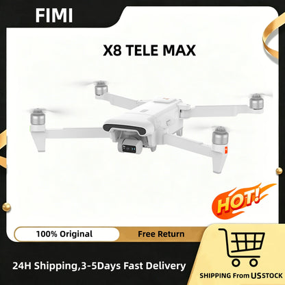 FIMI X8 TELE MAX Long Range White Long Range Dual Electric 2*Battery FPV Drone 4k Professional ELRS 2.4G Receiver Mini Drone Drones con cámara