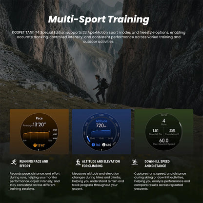 KOSPET TANK T4 Special Edition GPS Smartwatch Men Military Watch with 2 Bracelets 10ATM Offline Maps 180+ Sports Model