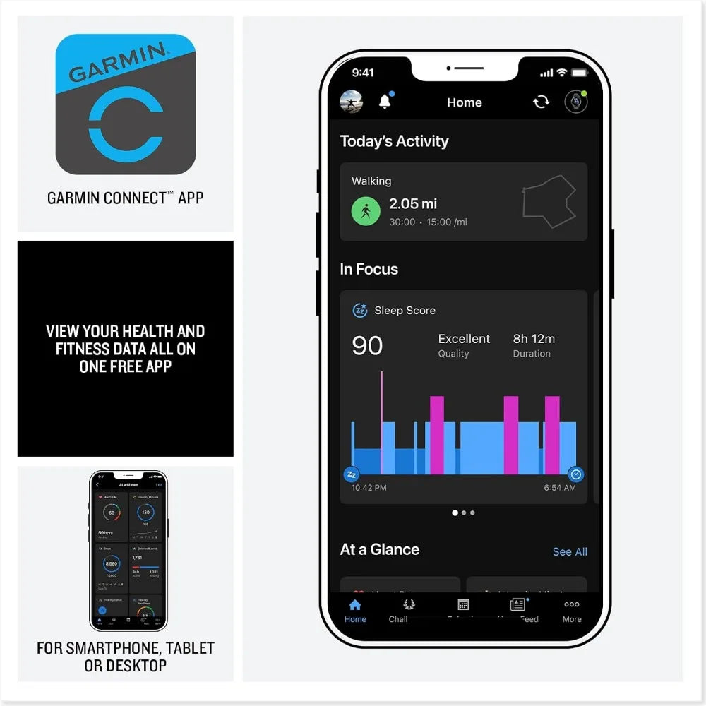 GPS Smartwatch: AMOLED, Long Battery, Heart Rate, Sleep, Music Storage, Water Resistant