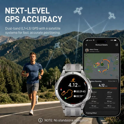 KOSPET ORB 2 Rugged Smartwatch for Men Dual Band GPS L1+L5 AMOLED 1.43" Military Watch 5ATM IP69 LED Flashlight 170+ Sports