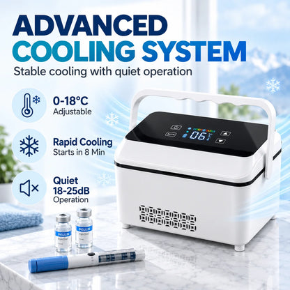 ZNLYRION Portable Medication Cooler 0-18°C Adjustable Insulin Refrigerator 13600mAh Battery Travel Insulin Fridge for Insulin Pens Vials Cartridges Home Car Power Bank Use