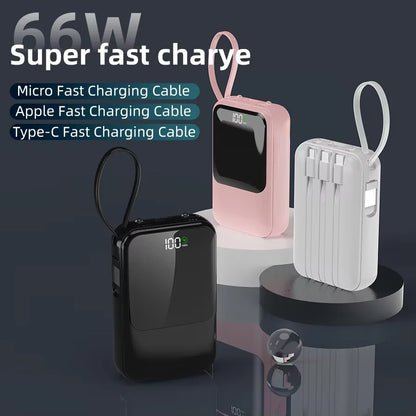 10000mAh Large Capacity Portable Power Bank, Super Fast Charging Built-in Cable Mobile Charger Compatible With All Smartphones & Universal Electronic Devices