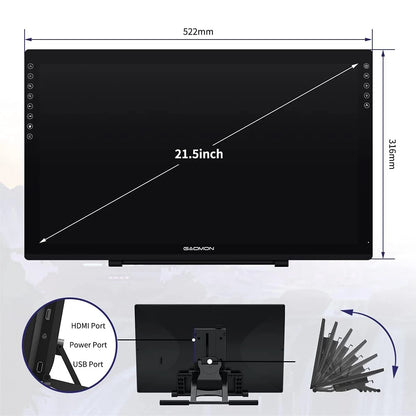 GAOMON PD2200 Graphics Tablet 21.5 Inch 92%NTSC Drawing Monitor Pen Display with Tilt-Support Battery-Free 8192 Pen Pressure