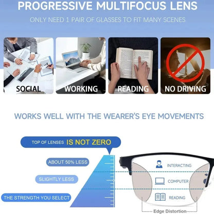 Bluetooth Audio Smart Reading Glasses, Music Reading Glasses with Blue‑Light Blocking Lenses, Metal Frame Wireless Smart Eyeglasses for Daily Use