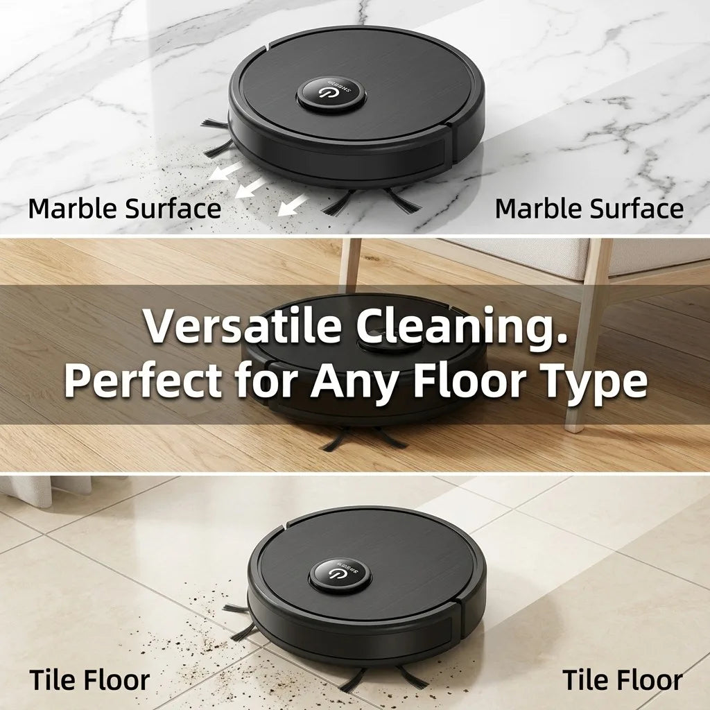 Robot Vacuum Cleaner 3-in-1 Sweeping Mopping Suction, 4.5cm Ultra-Slim Robotic Vacuum with 45dB Low Noise, Smart Obstacle Avoidance, USB Rechargeable Floor Cleaner for Hardwood Floor, Pet Hair, Home Gift