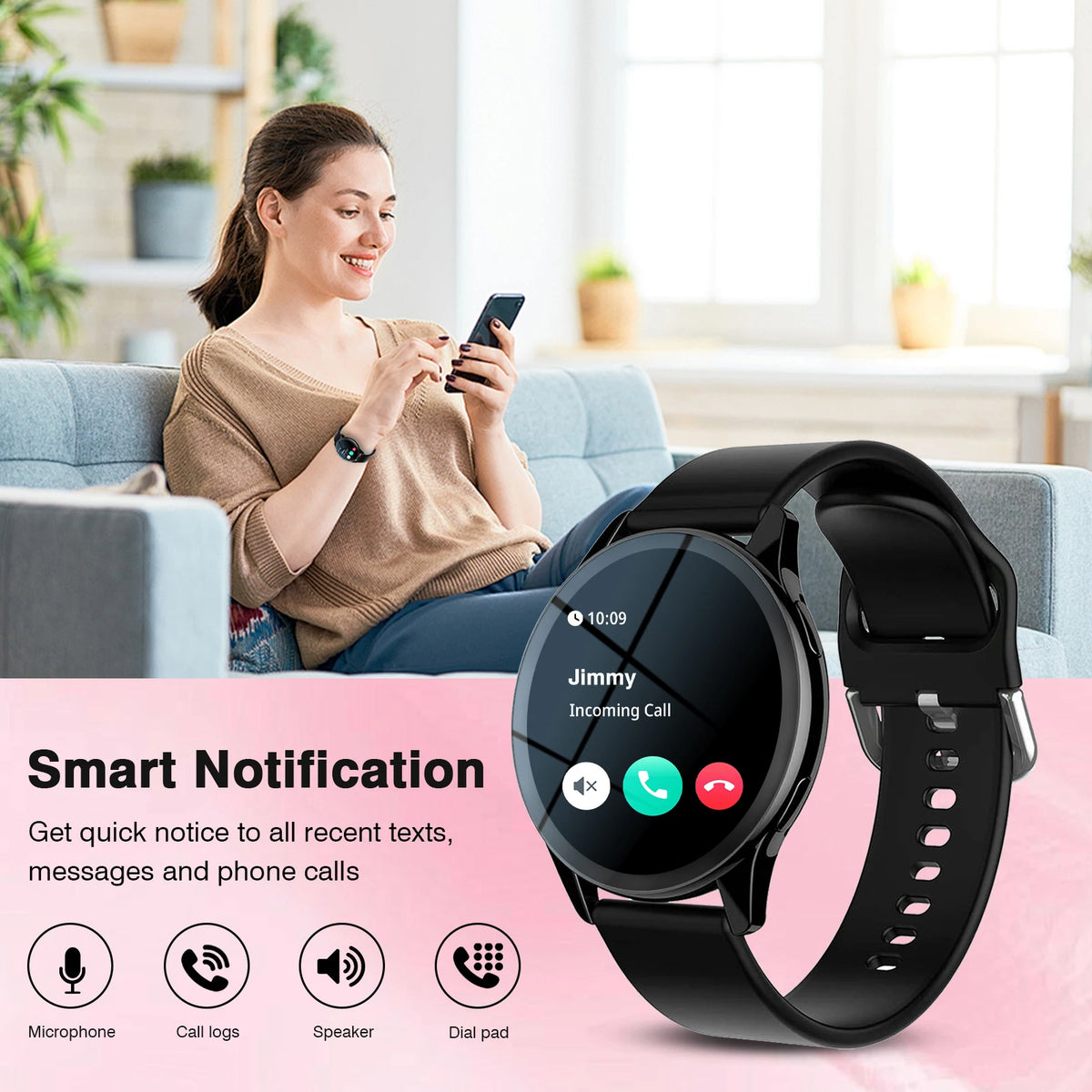 Smart Watch, Wireless Call/Dial, Multi-Sport Mode, Multiple APP Reminders, Suitable for Men and Women, Compatible with IPhone/An