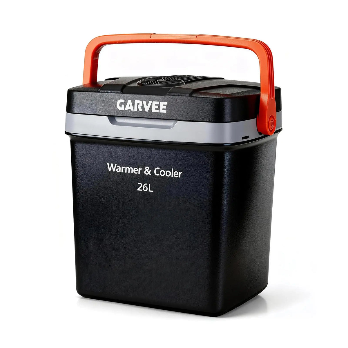 26L Electric Cooler & Warmer Car Refrigerator - Portable 12V DC for Cars/Trucks + 110V AC Home Cord, Auto-Lock Carry Handle, Plug-In Cooling/Heating, Dual Power Mini Fridge, Black/Orange