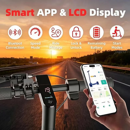 Adult Electric Scooter 8.5" Honeycomb Solid Tire Fast Charging LED Light Portable Folding E-Scooter for City Travel