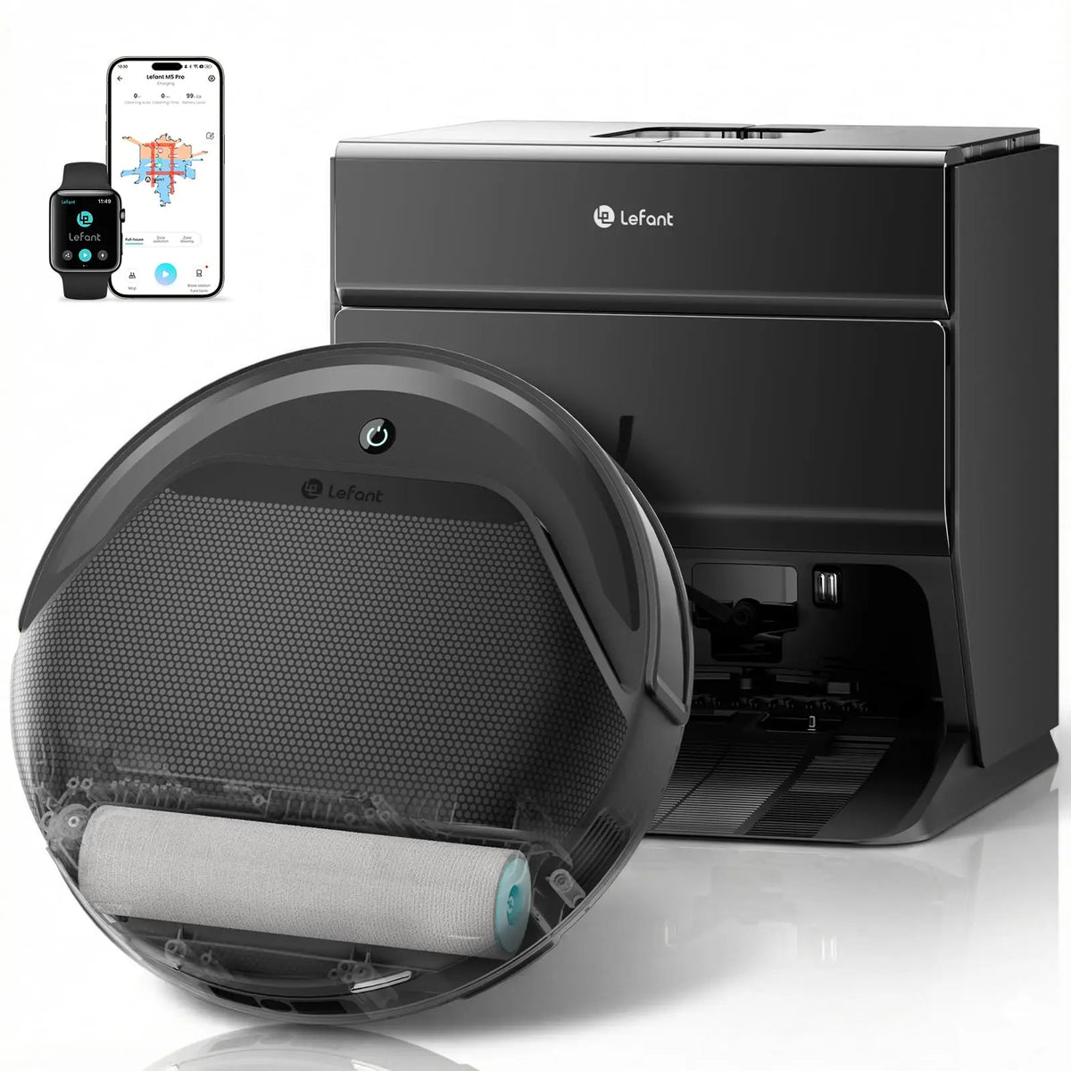 Lefant  M5 Robot Vacuum and Mop, 18000Pa Suction, PSD 2.0 Obstacle Avoidance, All-in-One Robot Vacuum 120 Day Self-Emptying, Self Cleaning Mop, Auto Drying, Supports 2.4G/5G WiFi,