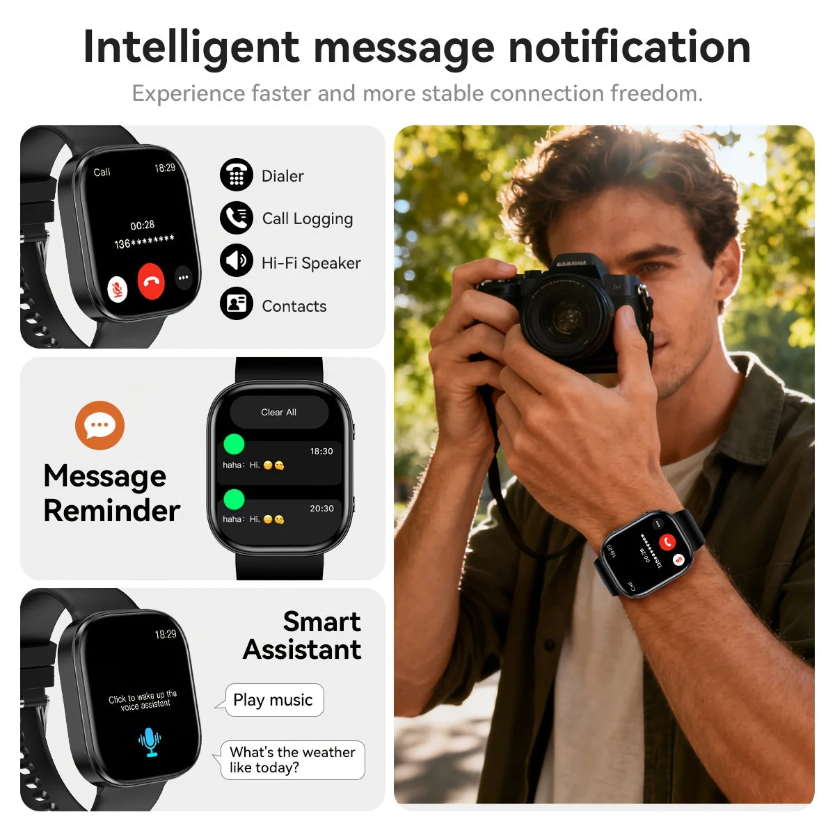 2026 Fashion Sports Smartwatch | USB Charging, TFT Screen, Rechargeable Battery, Father's Day/Teacher's Day - Unisex - Wireless Calling/Texting/Multiple Sports Modes/Remote Camera Control/Fitness Tracker, Compatible with iPho