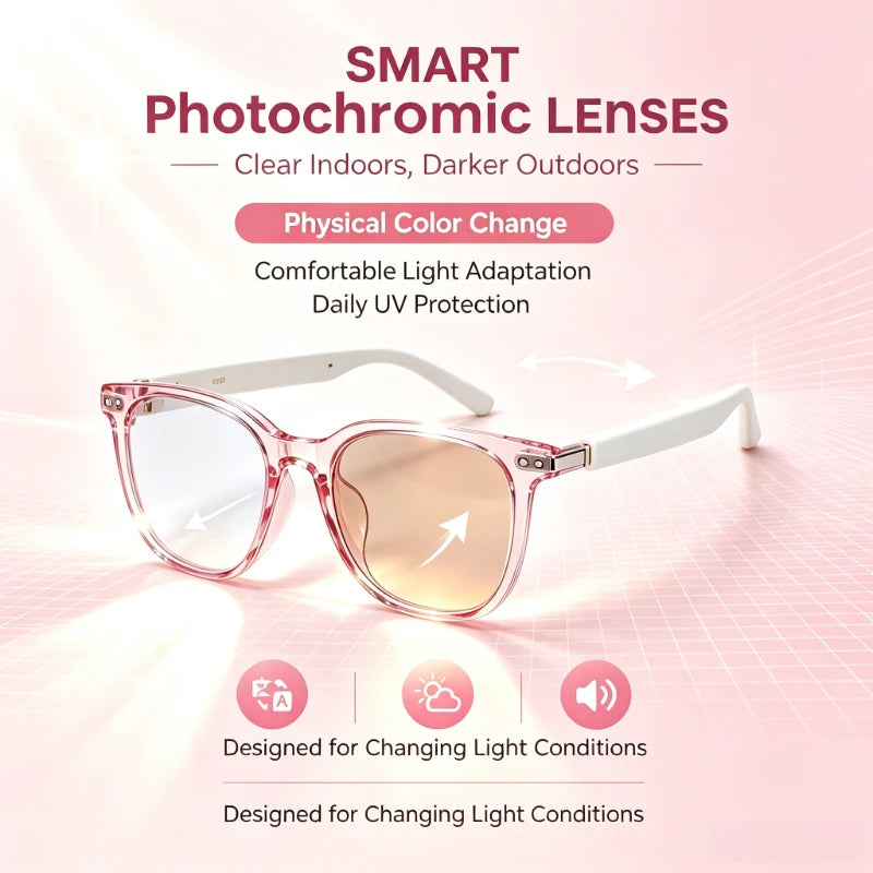 Smart translation glasses that change color, supporting real-time conversation in 160 languages; Bluetooth audio glasses suitable for driving and cycling, designed for both men and women