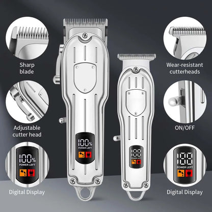 Professional Cordless Hair Clipper Set with Digital Display, T-Blade Trimmer & Hair Clipper &  Guide Combs Hair Grooming for Men’s  Barber Salon-Grade Haircutting at Home Gifts for Men