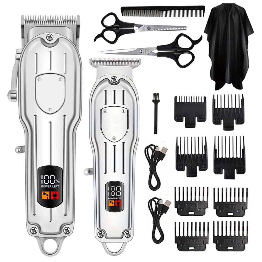 Professional Cordless Hair Clipper Set with Digital Display, T-Blade Trimmer & Hair Clipper &  Guide Combs Hair Grooming for Men’s  Barber Salon-Grade Haircutting at Home Gifts for Men