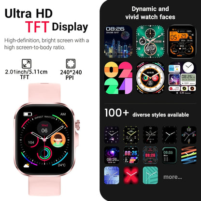 2026 New HD Full-Touch Smartwatch for Men and Women - Wireless Calling/Texting/Multiple Sports Modes/Remote Camera Control/Fitness Tracker/Outdoor LED Lighting, Compatible with Android and iPhone, USB Charging