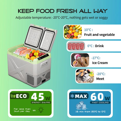 Alpicool XD35 Portable Car Fridge Compact 12V 220V Fridge Freezer with LED Light for Car & Boat