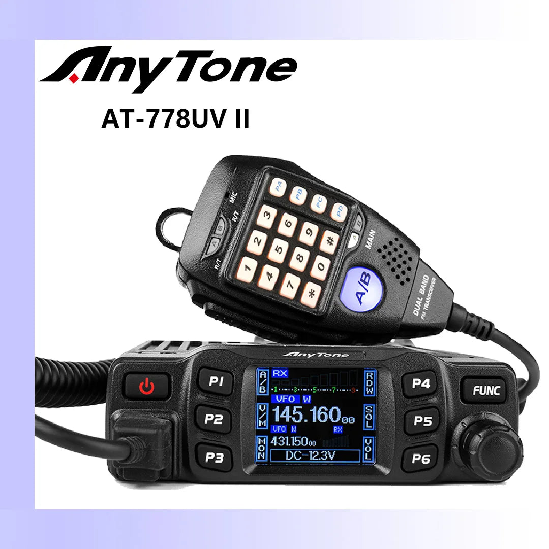 AnyTone AT-778UV II Dual Band Transceiver Mini Mobile Radio Station VHF 136-174 UHF 400-480MHz Amateur Radio  Walkie Talkie 25W