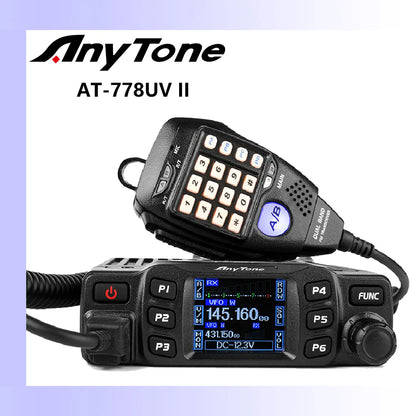 AnyTone AT-778UV II Dual Band Transceiver Mini Mobile Radio Station VHF 136-174 UHF 400-480MHz Amateur Radio  Walkie Talkie 25W