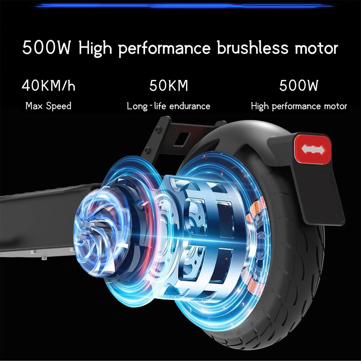 500W 48V Electric Scooter for Adults 40km/h Off Road E-Scooter 10 Inch Wide Tire 150kg Max Load Foldable Long Range Scooter