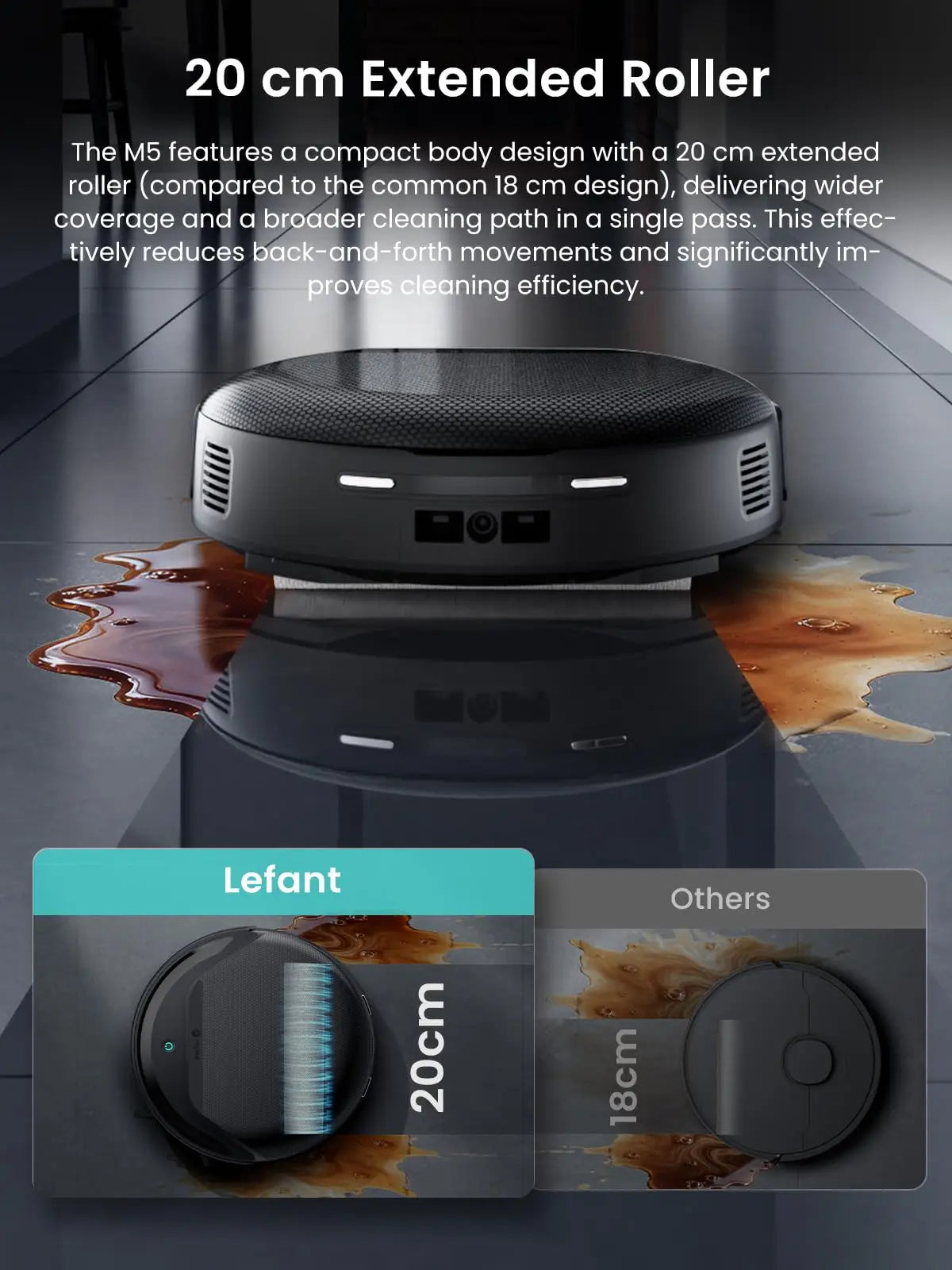 Lefant  M5 Robot Vacuum and Mop, 18000Pa Suction, PSD 2.0 Obstacle Avoidance, All-in-One Robot Vacuum 120 Day Self-Emptying, Self Cleaning Mop, Auto Drying, Supports 2.4G/5G WiFi,
