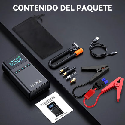 8500A/9000A Peak Current, 150 PSI Multi-Functional Portable Car Battery Starter, Compressor, and Air Injector/Portable Compressor with LED Display (ALL GAS, 8.0L Diesel)