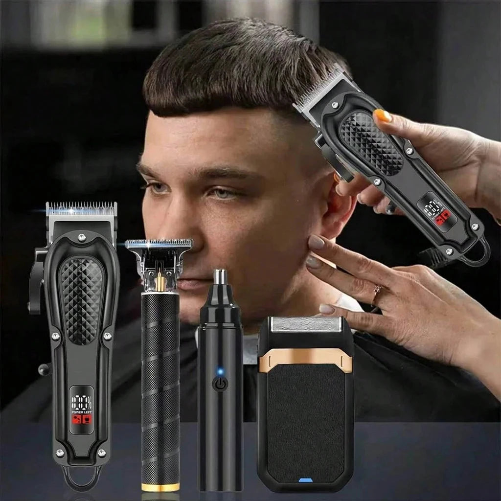 4-in-1 Electric Hair Clipper Set for Men Rechargeable Cordless Hair Trimmer Grooming Kit for men Beard Cutting Machine Nose Hair trimmer Electric Shaver Birthday Christmas Gift For Family