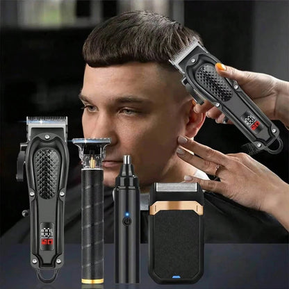 4-in-1 Electric Hair Clipper Set for Men Rechargeable Cordless Hair Trimmer Grooming Kit for men Beard Cutting Machine Nose Hair trimmer Electric Shaver Birthday Christmas Gift For Family