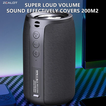 Zealot-S32 Wireless Speaker Outdoor Portable Subwoofer Speaker, Waterproof IPX 6, Dual Pairing,1500mAh Battery.
