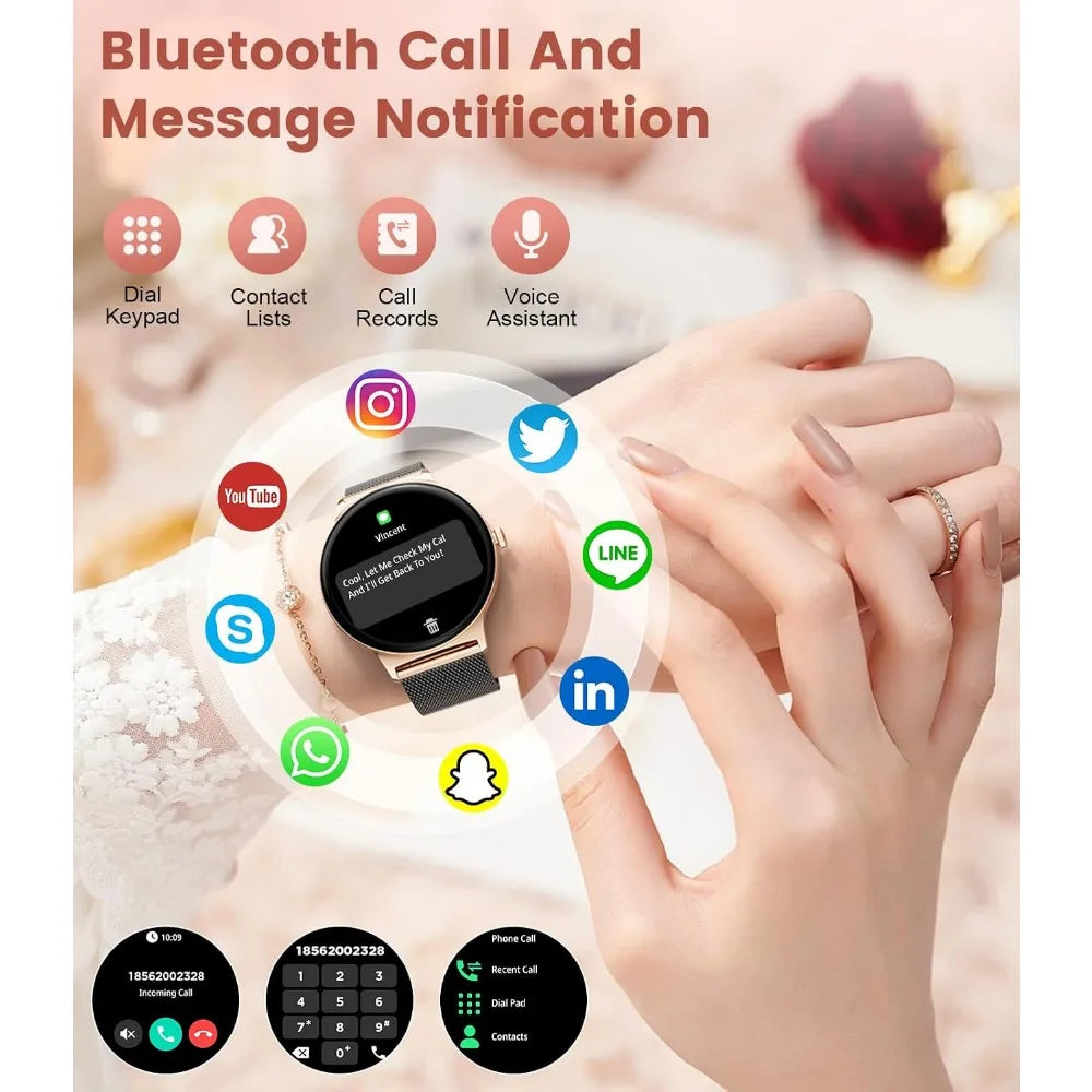 Women's Smart Watch with 1.43" AMOLED Display, Call Dial/Answer, 100+ Sport Modes, Waterproof Fitness Tracker for iOS & Android