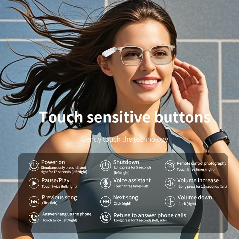Bluetooth Smart Audio Glasses with AI Real-time Translation Open Ear Speaker Hands-free Calling Music Smart Glasses for Travel Business Meeting