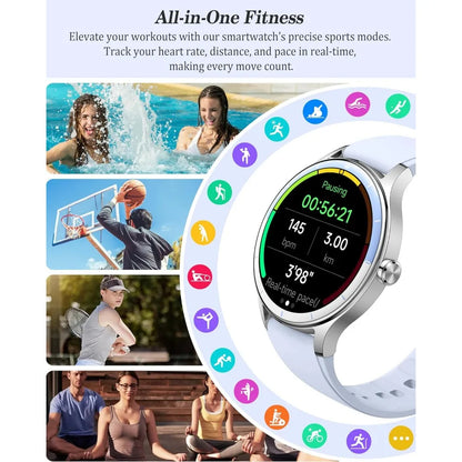 1.27" Fitness Watch with Call, Health Tracking, AI Voice, Waterproof, Calculator, Calendar, Games for Men and Women