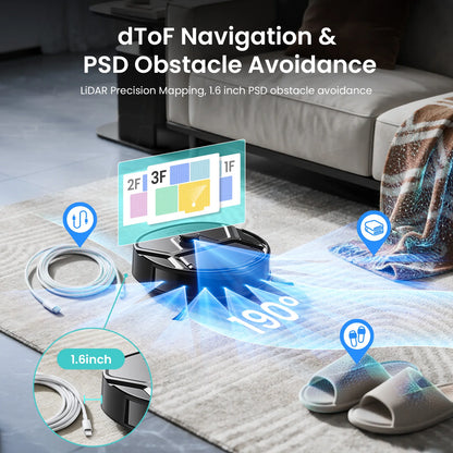 Lefant M265 Robot Vacuum and Mop, 17000Pa Strong Suction, Self-Cleaning Roller Mop with Auto Drying, LiDAR Navigation & Obstacle Avoidance, Tangle-Free Pet Hair, Slim, 5G WiFi,