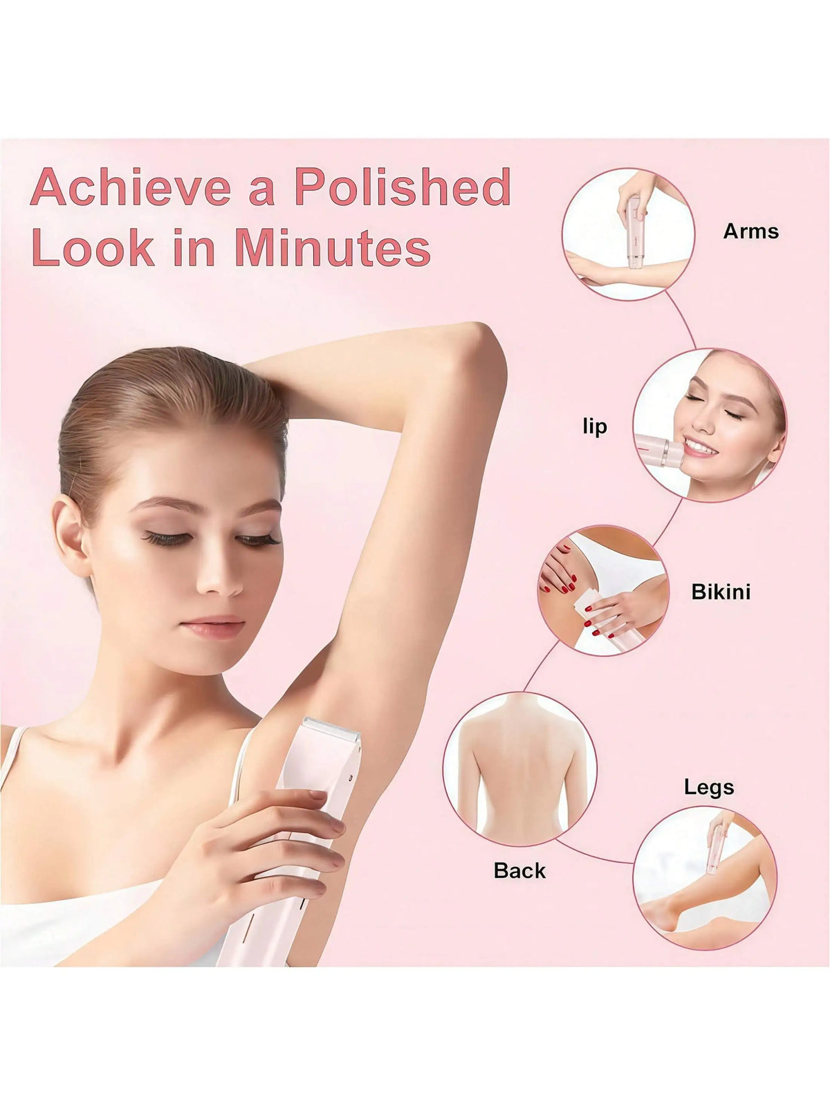 Women's Bikini Trimmer, Women's Electric Shaver, Replaceable Heads, Facial and Intimate Hair Trimmer, USB Rechargeable, with Base, Travel Cordless Body Shaver, Suitable for Face/Legs/Underarms, Women's Gift