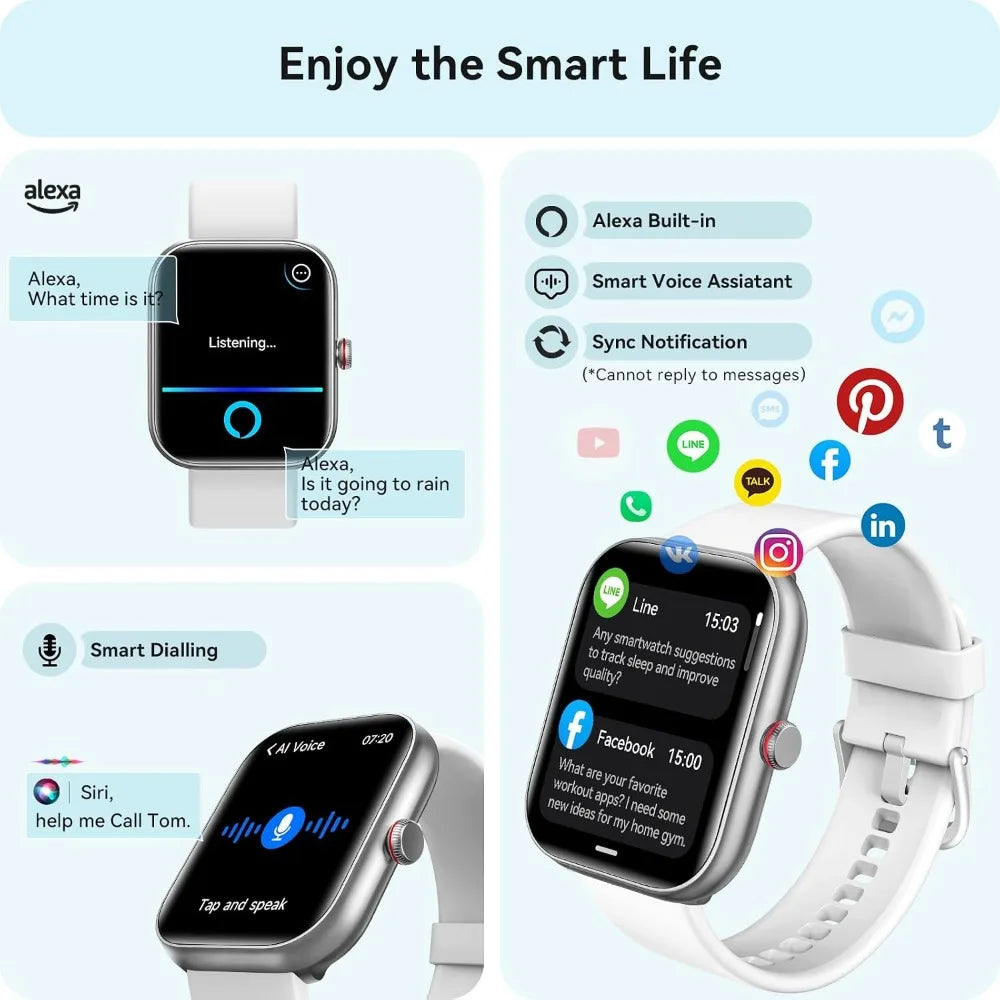 Bluetooth Smartwatch with Fitness Tracker, Answer/Call, Waterproof and Health Monitoring