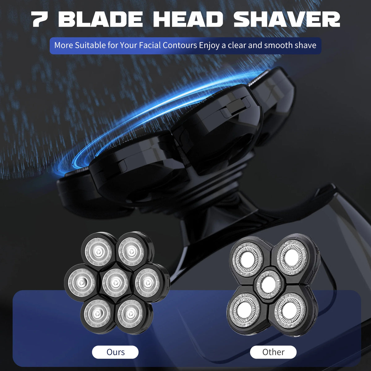 SEJOY Multifunctional 7D Head Shavers for Bald Men 6-in-1 Electric Razor with Nose Hair Trimmer Waterproof Mens Grooming Kit
