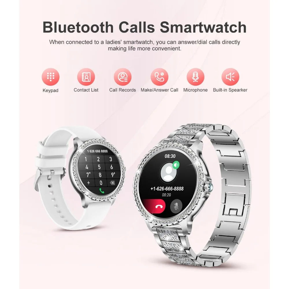 1.3" HD Diamond Luxury Smartwatch for Women, Fitness Tracker with 20+ Sport Modes, Waterproof, Sleep Monitor