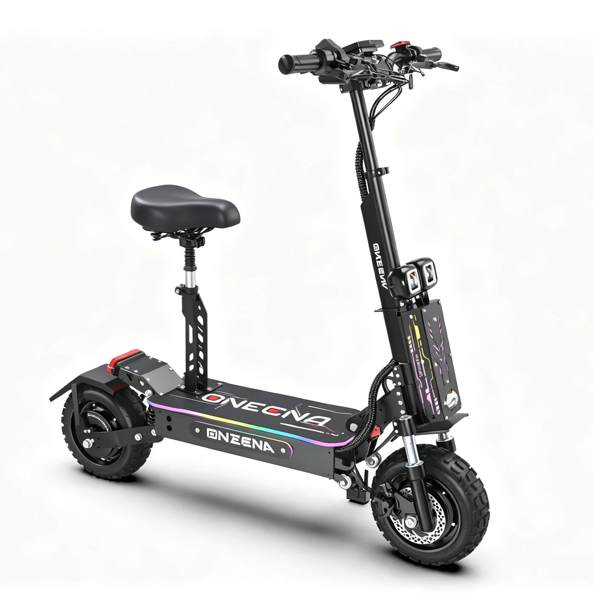 ONECNA GT7 Adult Electric Scooter 5600W Peak Motor 60V27Ah Battery 45 Miles/Hour High Speed 55 Mile Range Dual Shock Absorber Oil Brake System E-ABS Intelligent APP RGB Light Folding Scooter US Inventory FedEx Delivery 3-7 Da