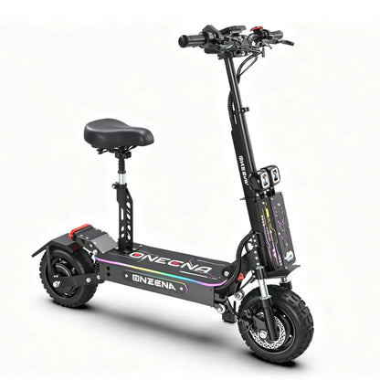 ONECNA GT7 Adult Electric Scooter 5600W Peak Motor 60V27Ah Battery 45 Miles/Hour High Speed 55 Mile Range Dual Shock Absorber Oil Brake System E-ABS Intelligent APP RGB Light Folding Scooter US Inventory FedEx Delivery 3-7 Da