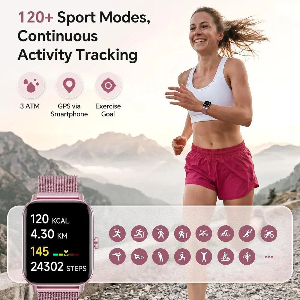 Fitness Watches with 1.85" HD Display, Dual OS, 120+ Modes, HR & Sleep Monitoring, 3ATM Water Res
